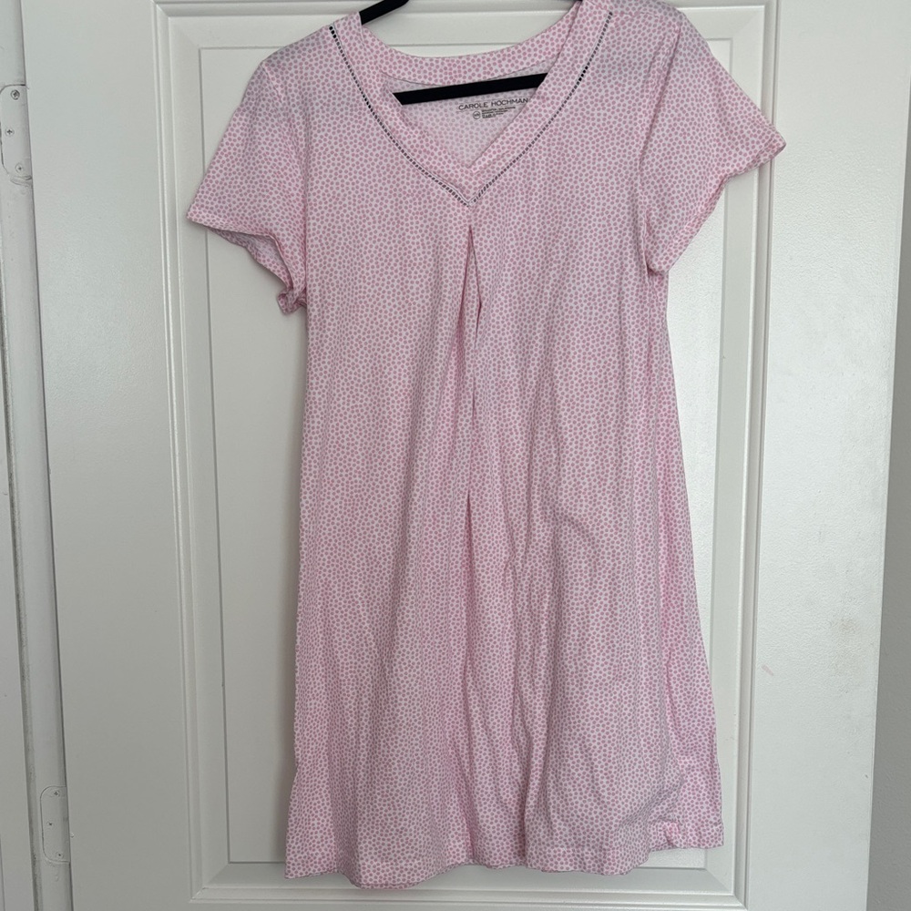 Pink V-Neck Short Sleeve night Dress